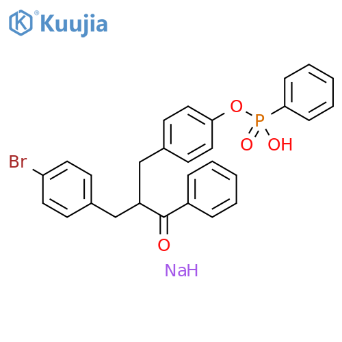 Phosphonic acid, phenyl-, mono[4-[2-[(4-bromophenyl)methyl]-3-oxo-3-phenylpropyl]phenyl] ester, sodium salt (9CI) structure