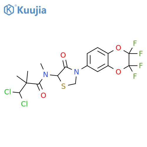 Propanamide, 3,3-dichloro-N,2,2-trimethyl-N-[4-oxo-3-(2,2,3,3-tetrafluoro-2,3-dihydro-1,4-benzodioxin-6-yl)-5-thiazolidinyl]- structure