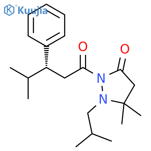 3-Pyrazolidinone,5,5-dimethyl-2-[(3R)-4-methyl-1-oxo-3-phenylpentyl]-1-(2-methylpropyl)- structure