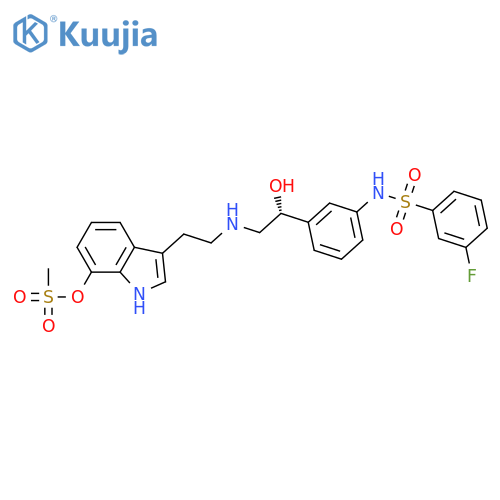 Benzenesulfonamide, 3-fluoro-N-[3-[(1R)-1-hydroxy-2-[[2-[7-[(methylsulfonyl)oxy]-1H-indol-3-yl]ethyl]amino]ethyl]phenyl]- structure