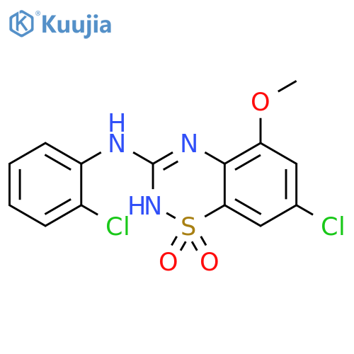2H-1,2,4-Benzothiadiazin-3-amine, 7-chloro-N-(2-chlorophenyl)-5-methoxy-, 1,1-dioxide structure