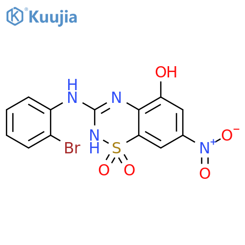 2H-1,2,4-Benzothiadiazin-5-ol, 3-[(2-bromophenyl)amino]-7-nitro-, 1,1-dioxide structure