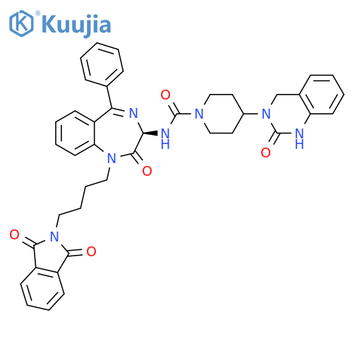 1-Piperidinecarboxamide, N-[(3R)-1-[4-(1,3-dihydro-1,3-dioxo-2H-isoindol-2-yl)butyl]-2,3-dihydro-2-oxo-5-phenyl-1H-1,4-benzodiazepin-3-yl]-4-(1,4-dihydro-2-oxo-3(2H)-quinazolinyl)- structure