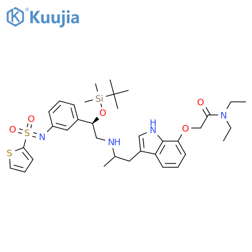 Acetamide,  2-[[3-[(2R)-2-[[(2R)-2-[[(1,1-dimethylethyl)dimethylsilyl]oxy]-2-[3-[(2-thien  ylsulfonyl)amino]phenyl]ethyl]amino]propyl]-1H-indol-7-yl]oxy]-N,N-dieth  yl- structure