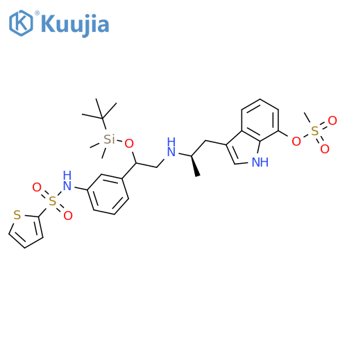 2-Thiophenesulfonamide,  N-[3-[(1R)-1-[[(1,1-dimethylethyl)dimethylsilyl]oxy]-2-[[(1R)-1-methyl-2-[7  -[(methylsulfonyl)oxy]-1H-indol-3-yl]ethyl]amino]ethyl]phenyl]- structure