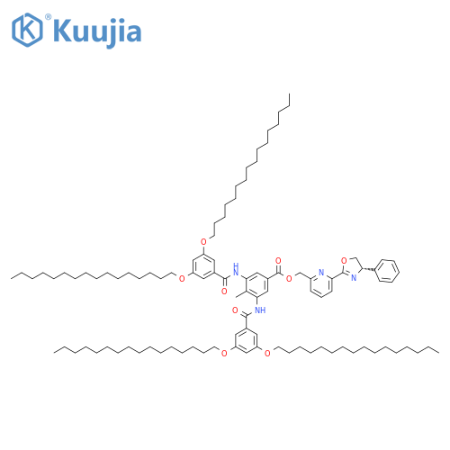 Benzoic acid, 3,5-bis[[3,5-bis(hexadecyloxy)benzoyl]amino]-4-methyl-, [6-[(4S)-4,5-dihydro-4-phenyl-2-oxazolyl]-2-pyridinyl]methyl ester structure