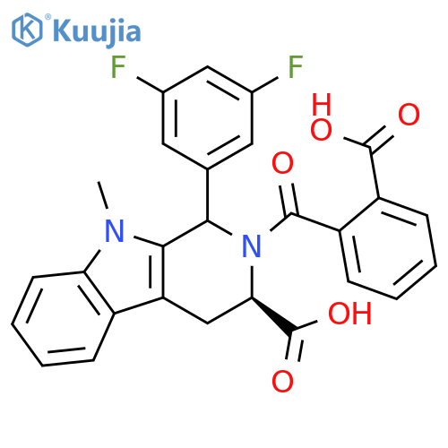 1H-Pyrido[3,4-b]indole-3-carboxylic acid,2-(2-carboxybenzoyl)-1-(3,5-difluorophenyl)-2,3,4,9-tetrahydro-9-methyl-, (3R)- structure