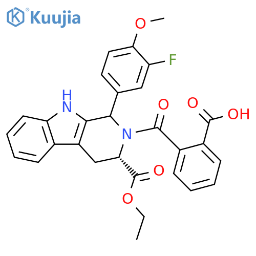 1H-Pyrido[3,4-b]indole-3-carboxylic acid,2-(2-carboxybenzoyl)-1-(3-fluoro-4-methoxyphenyl)-2,3,4,9-tetrahydro-,3-ethyl ester, (3S)- structure