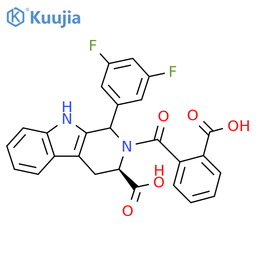 1H-Pyrido[3,4-b]indole-3-carboxylic acid, 2-(2-carboxybenzoyl)-1-(3,5-difluorophenyl)-2,3,4,9-tetrahydro-, (3R)- structure