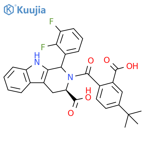 1H-Pyrido[3,4-b]indole-3-carboxylic acid, 2-[2-carboxy-4-(1,1-dimethylethyl)benzoyl]-1-(2,3-difluorophenyl)-2,3,4,9-tetrahydro-, (3R)- structure