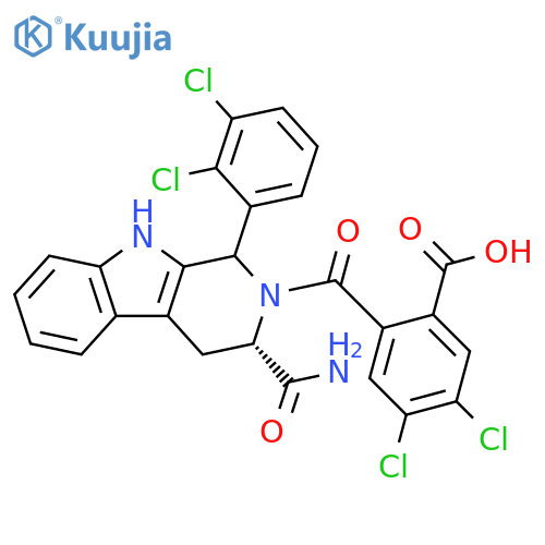 Benzoic acid,2-[[(3S)-3-(aminocarbonyl)-1-(2,3-dichlorophenyl)-1,3,4,9-tetrahydro-2H-pyrido[3,4-b]indol-2-yl]carbonyl]-4,5-dichloro- structure
