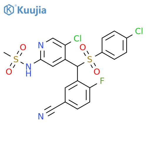 Methanesulfonamide, N-[5-chloro-4-[[(4-chlorophenyl)sulfonyl](5-cyano-2-fluorophenyl)methyl]-2-pyridinyl]- structure