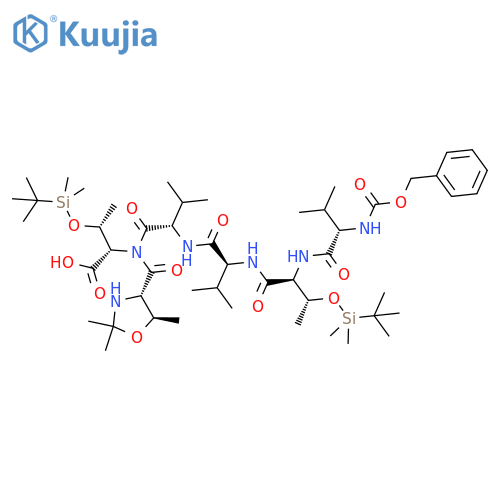 L-Threonine,  N-[(phenylmethoxy)carbonyl]-L-valyl-O-[(1,1-dimethylethyl)dimethylsilyl]-L  -threonyl-L-valyl-(4S,5R)-2,2,5-trimethyl-4-oxazolidinecarbonyl-L-valyl-O-  [(1,1-dimethylethyl)dimethylsilyl]- structure