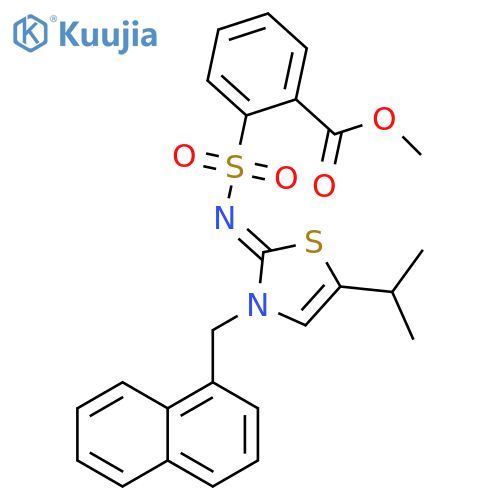 Benzoic acid, 2-[[(Z)-[5-(1-methylethyl)-3-(1-naphthalenylmethyl)-2(3H)-thiazolylidene]amino]sulfonyl]-, methyl ester structure