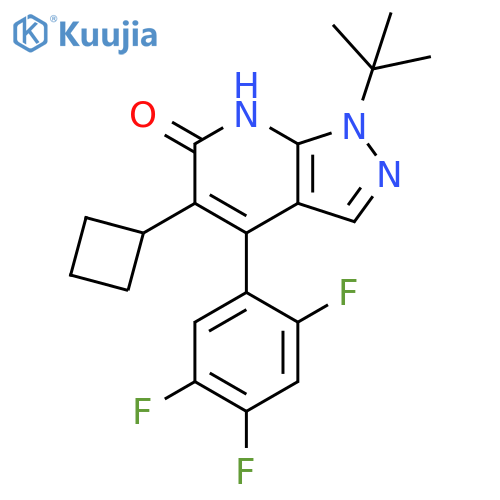 6H-Pyrazolo[3,4-b]pyridin-6-one, 5-cyclobutyl-1-(1,1-dimethylethyl)-1,7-dihydro-4-(2,4,5-trifluorophenyl)- structure