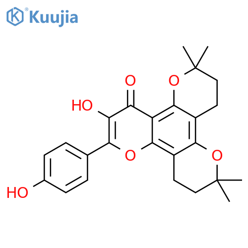 2H,6H,12H-Benzo[1,2-b:3,4-b':5,6-b'']tripyran-12-one, 3,4,7,8-tetrahydro-11-hydroxy-10-(4-hydroxyphenyl)-2,2,6,6-tetramethyl- (9CI) structure