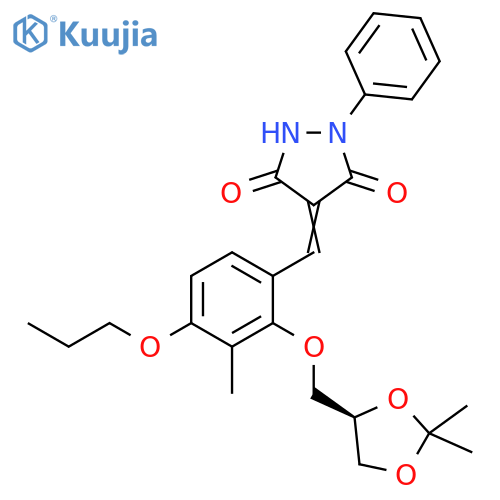 3,5-Pyrazolidinedione, 4-[[2-[[(4R)-2,2-dimethyl-1,3-dioxolan-4-yl]methoxy]-3-methyl-4-propoxyphenyl]methylene]-1-phenyl- structure