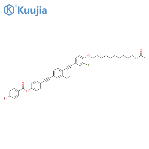Benzoic acid, 4-bromo-, 4-[2-[4-[2-[4-[[10-(acetyloxy)decyl]oxy]-3-fluorophenyl]ethynyl]-3-ethylphenyl]ethynyl]phenyl ester structure