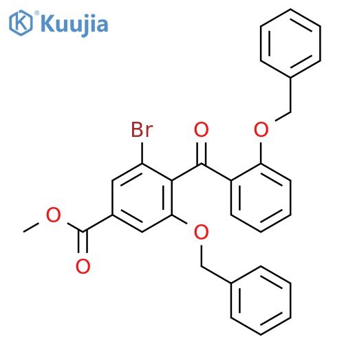 Benzoic acid, 3-bromo-5-(phenylmethoxy)-4-[2-(phenylmethoxy)benzoyl]-, methyl ester structure