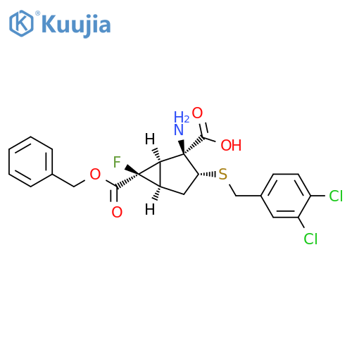 Bicyclo[3.1.0]hexane-2,6-dicarboxylic acid,2-amino-3-[[(3,4-dichlorophenyl)methyl]thio]-6-fluoro-, 6-(phenylmethyl)ester, (1R,2S,3R,5R,6R)- structure