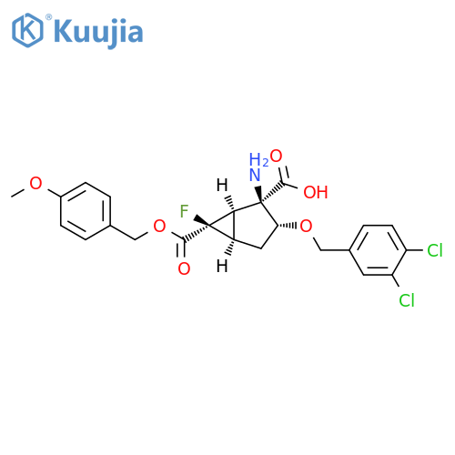 Bicyclo[3.1.0]hexane-2,6-dicarboxylic acid,2-amino-3-[(3,4-dichlorophenyl)methoxy]-6-fluoro-,6-[(4-methoxyphenyl)methyl] ester, (1R,2R,3R,5R,6R)- structure