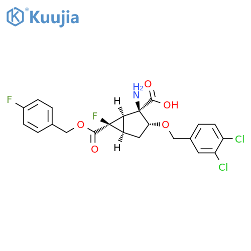 Bicyclo[3.1.0]hexane-2,6-dicarboxylic acid,2-amino-3-[(3,4-dichlorophenyl)methoxy]-6-fluoro-,6-[(4-fluorophenyl)methyl] ester, (1R,2R,3R,5R,6R)- structure