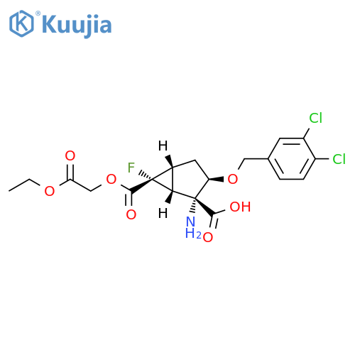 Bicyclo[3.1.0]hexane-2,6-dicarboxylic acid, 2-amino-3-[(3,4-dichlorophenyl)methoxy]-6-fluoro-, 6-(2-ethoxy-2-oxoethyl) ester, (1R,2R,3R,5R,6R)- structure