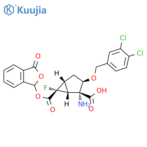 Bicyclo[3.1.0]hexane-2,6-dicarboxylic acid,2-amino-3-[(3,4-dichlorophenyl)methoxy]-6-fluoro-,6-(1,3-dihydro-3-oxo-1-isobenzofuranyl) ester, (1R,2R,3R,5R,6R)- structure