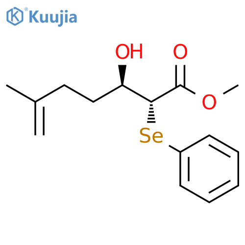 6-Heptenoic acid, 3-hydroxy-6-methyl-2-(phenylseleno)-, methyl ester, (2R,3R)-rel- structure