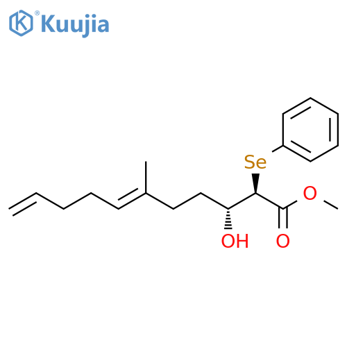 6,10-Undecadienoic acid, 3-hydroxy-6-methyl-2-(phenylseleno)-, methyl ester, (2R,3R,6E)-rel- structure