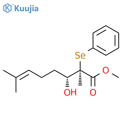 6-Octenoic acid, 3-hydroxy-2,7-dimethyl-2-(phenylseleno)-, methyl ester, (2R,3R)-rel- structure
