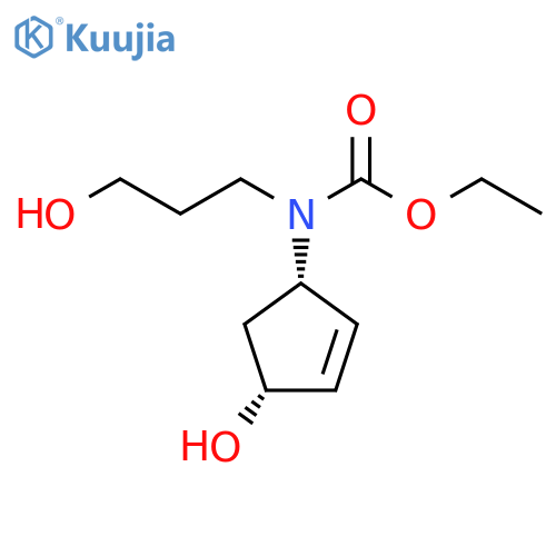 Carbamic acid, [(1S,4R)-4-hydroxy-2-cyclopenten-1-yl](3-hydroxypropyl)-, ethyl ester (9CI) structure