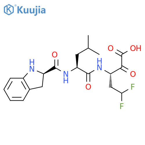 Pentanoic acid, 3-[[(2S)-2-[[[(2R)-2,3-dihydro-1H-indol-2-yl]carbonyl]amino]-4-methyl-1-oxopentyl]amino]-5,5-difluoro-2-oxo-, (3S)- (9CI) structure