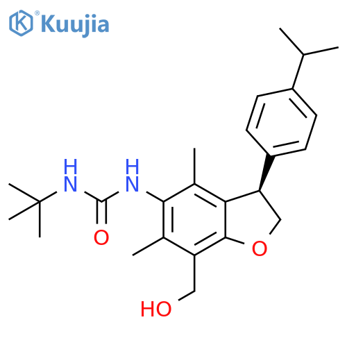 Urea, N-[(3R)-2,3-dihydro-7-(hydroxymethyl)-4,6-dimethyl-3-[4-(1-methylethyl)phenyl]-5-benzofuranyl]-N'-(1,1-dimethylethyl)- structure