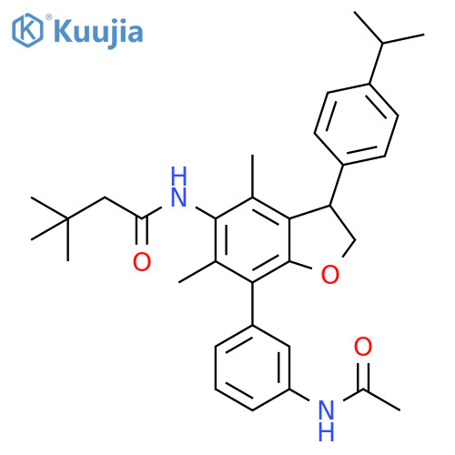 Butanamide, N-[7-[3-(acetylamino)phenyl]-2,3-dihydro-4,6-dimethyl-3-[4-(1-methylethyl)phenyl]-5-benzofuranyl]-3,3-dimethyl- structure