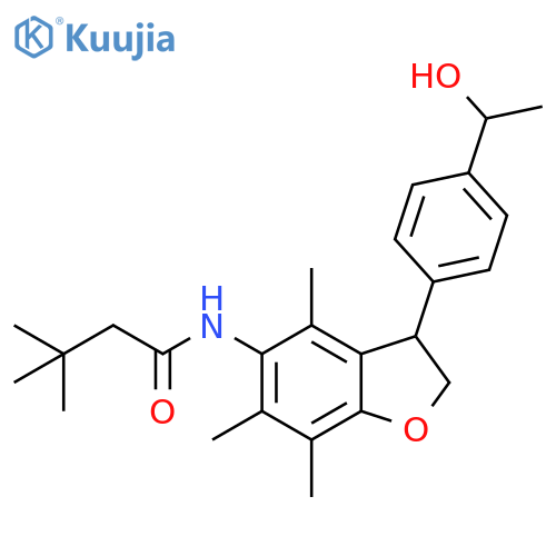 Butanamide, N-[2,3-dihydro-3-[4-(1-hydroxyethyl)phenyl]-4,6,7-trimethyl-5-benzofuranyl]-3,3-dimethyl- structure