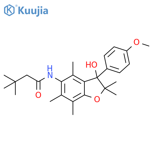 Butanamide, N-[2,3-dihydro-3-hydroxy-3-(4-methoxyphenyl)-2,2,4,6,7-pentamethyl-5-benzofuranyl]-3,3-dimethyl- structure