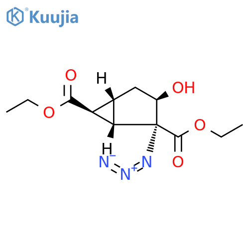 Bicyclo[3.1.0]hexane-2,6-dicarboxylic acid, 2-azido-3-hydroxy-, 2,6-diethyl ester, (1S,2R,3R,5R,6S)- structure
