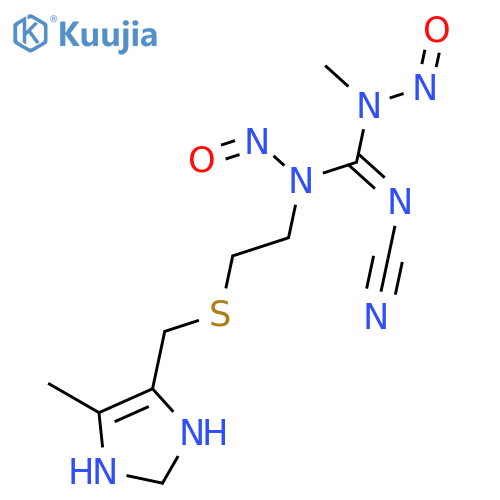 2-cyano-1-methyl-3-(2-{[(5-methyl-2,3-dihydro-1H-imidazol-4-yl)methyl]sulfanyl}ethyl)-1,3-dinitrosoguanidine structure