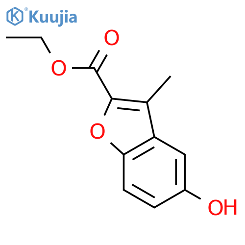 2-Benzofurancarboxylic acid, 5-hydroxy-3-methyl-, ethyl ester structure