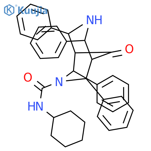 N-cyclohexyl-9-oxo-2,4,6,8-tetraphenyl-3,7-diazabicyclo[3.3.1]nonane-3-carboxamide structure