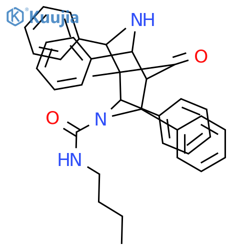 N-butyl-1-methyl-9-oxo-2,4,6,8-tetraphenyl-3,7-diazabicyclo[3.3.1]nona ne-7-carboxamide structure
