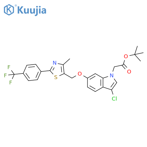 1H-Indole-1-acetic acid, 3-chloro-6-[[4-methyl-2-[4-(trifluoromethyl)phenyl]-5-thiazolyl]methoxy]-, 1,1-dimethylethyl ester structure
