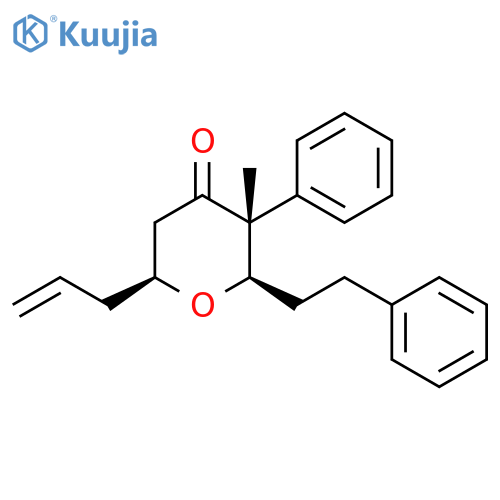 4H-Pyran-4-one,tetrahydro-3-methyl-3-phenyl-2-(2-phenylethyl)-6-(2-propenyl)-,(2R,3R,6S)-rel- structure