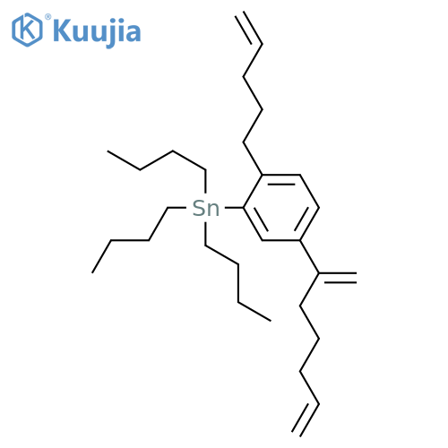 Stannane, tributyl[5-(1-methylene-5-hexenyl)-2-(4-pentenyl)phenyl]- structure