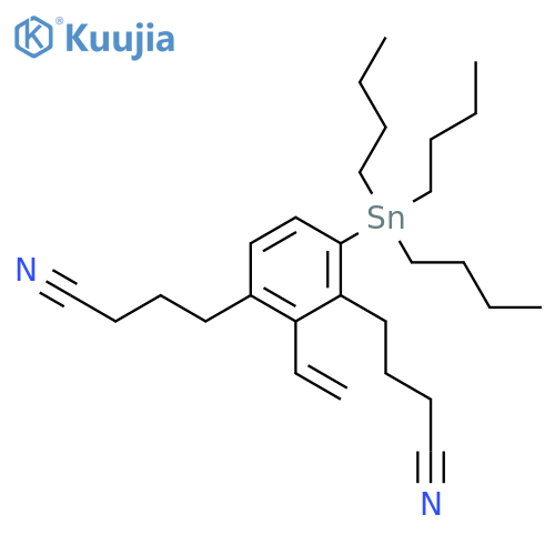 1,3-Benzenedibutanenitrile, 2-ethenyl-4-(tributylstannyl)- structure