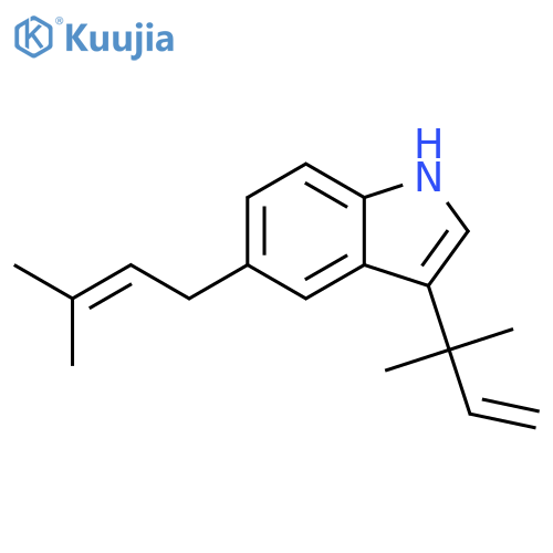 1H-Indole, 3-(1,1-dimethyl-2-propenyl)-5-(3-methyl-2-butenyl)- structure