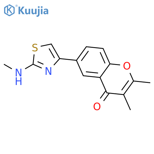 4H-1-Benzopyran-4-one, 2,3-dimethyl-6-[2-(methylamino)-4-thiazolyl]- structure