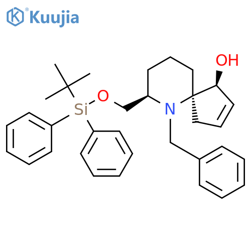 6-Azaspiro[4.5]dec-2-en-1-ol,7-[[[(1,1-dimethylethyl)diphenylsilyl]oxy]methyl]-6-(phenylmethyl)-,(1S,5R,7R)- structure