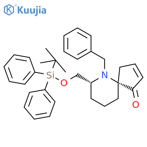 6-Azaspiro[4.5]dec-2-en-1-one,  7-[[[(1,1-dimethylethyl)diphenylsilyl]oxy]methyl]-6-(phenylmethyl)-,  (5R,7R)- structure